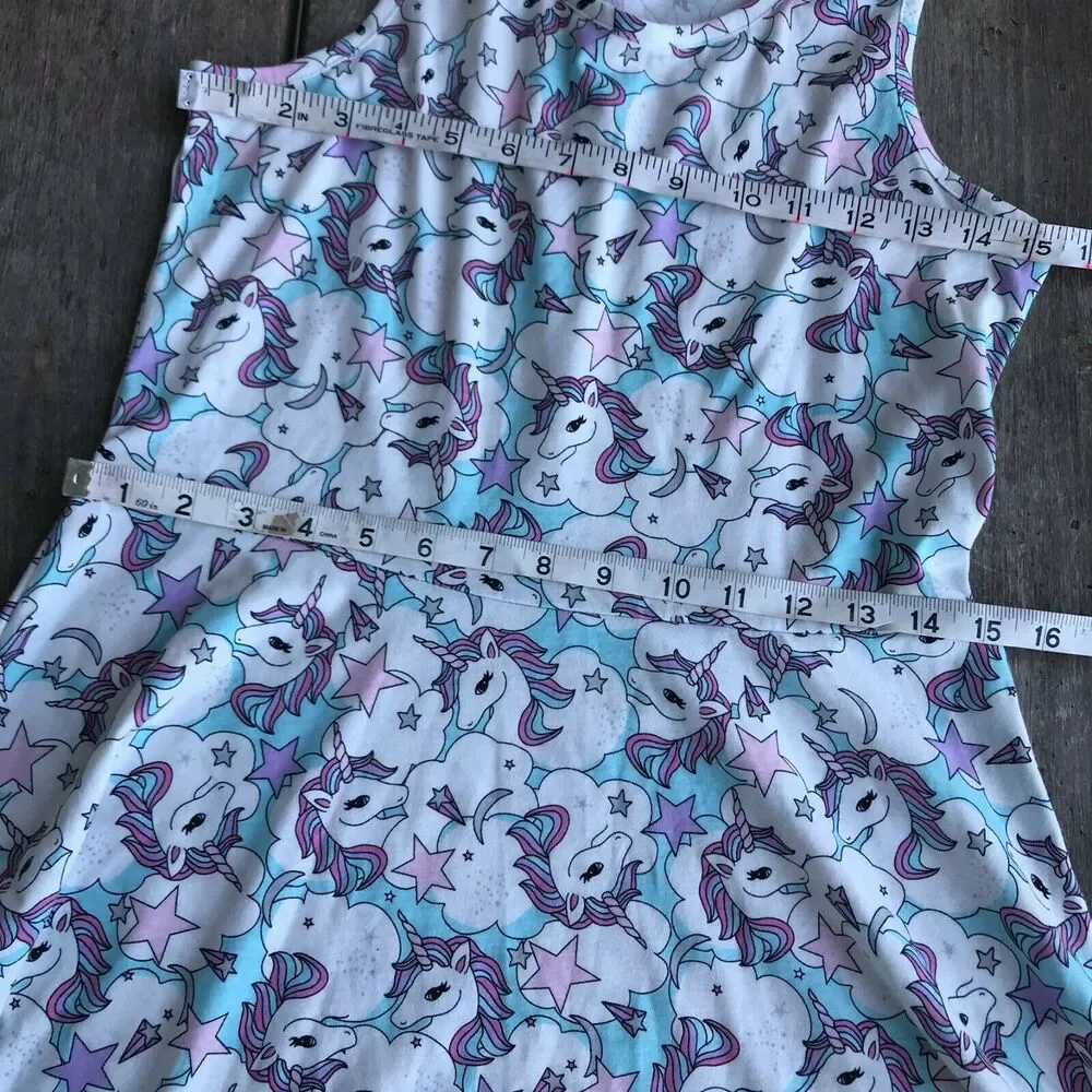 Children's Place Girls Dress Size XXL 16 Unicorn Tank‎ Fit and Flare NEW